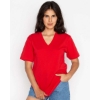 Custom Unisex USA-Made Fine Jersey V-Neck T-Shirt Red