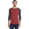 Custom Unisex Triblend Three-Quarter Sleeve Raglan T-Shirt Cardinal Black/ Black Triblend