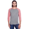 Custom Unisex Triblend Three-Quarter Sleeve Raglan T-Shirt Grey/ Red Triblend