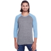 Custom Unisex Triblend Three-Quarter Sleeve Raglan T-Shirt Grey/ Royal Triblend