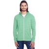 Custom Unisex Triblend Full-Zip Lightweight Hooded Sweatshirt Green Triblend