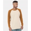 Custom Mens USA-Made Heavyweight Waffle Knit Thermal Raglan T-Shirt Cream/ Caramel Brown