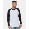 Custom Mens USA-Made Heavyweight Waffle Knit Thermal Raglan T-Shirt White/ Black