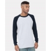 Custom Mens USA-Made Heavyweight Waffle Knit Thermal Raglan T-Shirt White/ Navy