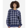 Custom Unisex Flannel Pullover Navy/ Silver Plaid