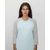 Custom Unisex USA-Made Three-Quarter Sleeve Raglan Baseball T-Shirt Light Blue/ Heather Grey