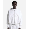 Custom Unisex Garment-Dyed Cropped Full-Zip Hooded Sweatshirt Heather White