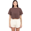 Custom Womens Garment-Dyed Crop T-Shirt Mocha