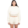 Custom Womens Garment-Dyed Crop Hooded Sweatshirt Cream