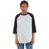 Custom Unisex Raglan Three-Quarter Sleeve T-Shirt Heather Grey/ Black