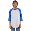 Custom Unisex Raglan Three-Quarter Sleeve T-Shirt Heather Grey/ Royal