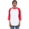 Custom Unisex Raglan Three-Quarter Sleeve T-Shirt White/ Red