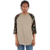 Custom Unisex Three-Quarter Sleeve Camo Raglan T-Shirt Olive/ Camo Green