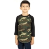 Custom Youth Three-Quarter Sleeve Camo Raglan T-Shirt Camo Green/ Black