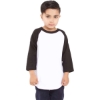 Custom Youth Three-Quarter Sleeve Raglan White/ Black