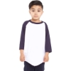 Custom Youth Three-Quarter Sleeve Raglan White/ Navy