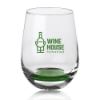 9 oz. Stemless Wine Glasses Green Bottom