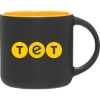 Promotional 14 oz Minolo Mug - Matte Black Matte Black Out/Gloss Yellow In 1703-G